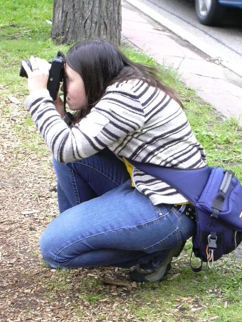 Erica shooting pictures of bears